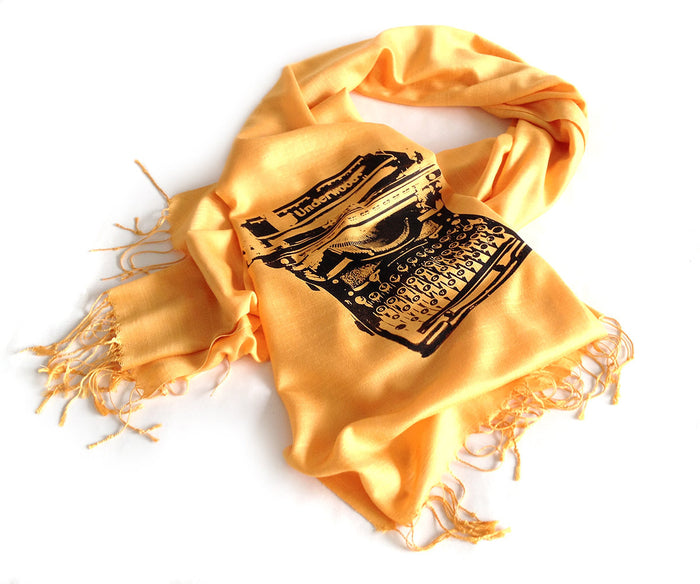 Black ink on mustard pashmina.