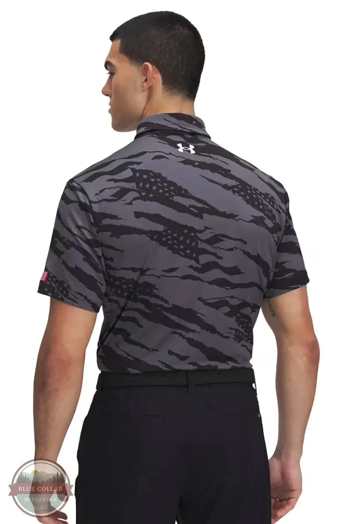 Under Armour 1389847-001 Black UA Drive Freedom Print Polo Shirt back view