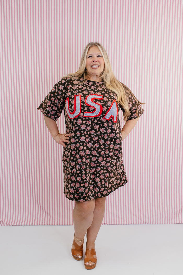 USA Floral Tee Dress