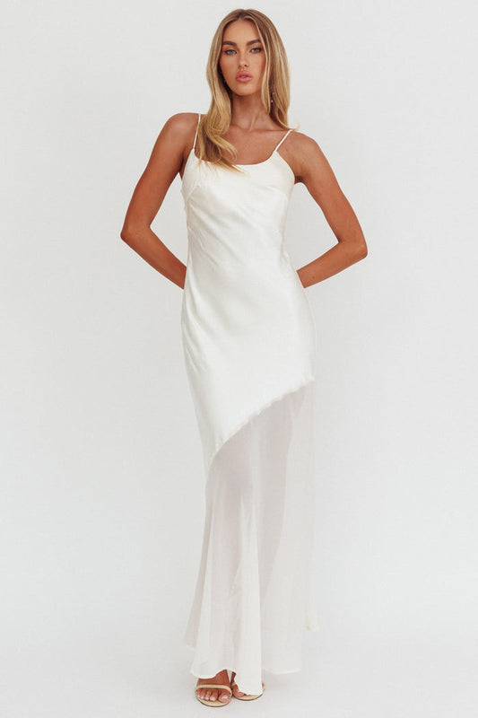 Gilded Dream Chiffon Hem Maxi Dress Oyster by Selfie Leslie