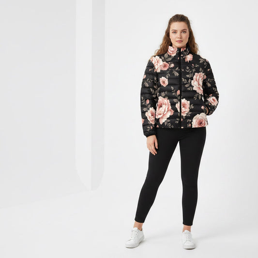 Vintage Floral Bomber Puffer Jacket