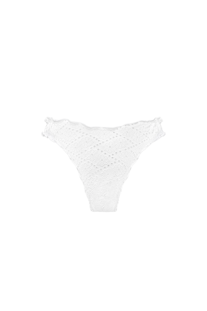 Ruffle trim detail on Vita white eyelet bottom