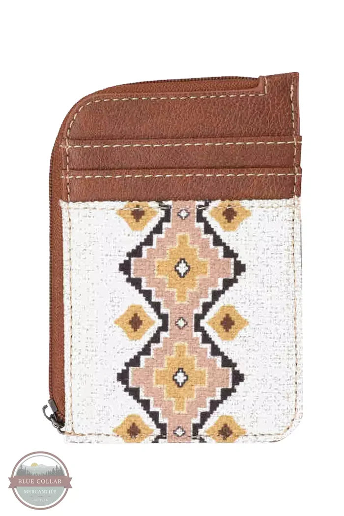Wrangler WG2202-W005 Southwestern Mini Zip Wallet Coffee Front View