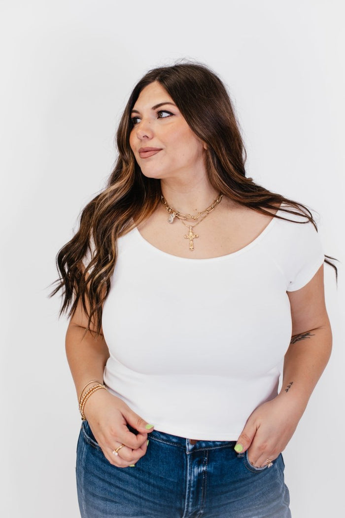 White Wedding Top - Reg/Curvy - Macoma Boutique100 Short Sleeve