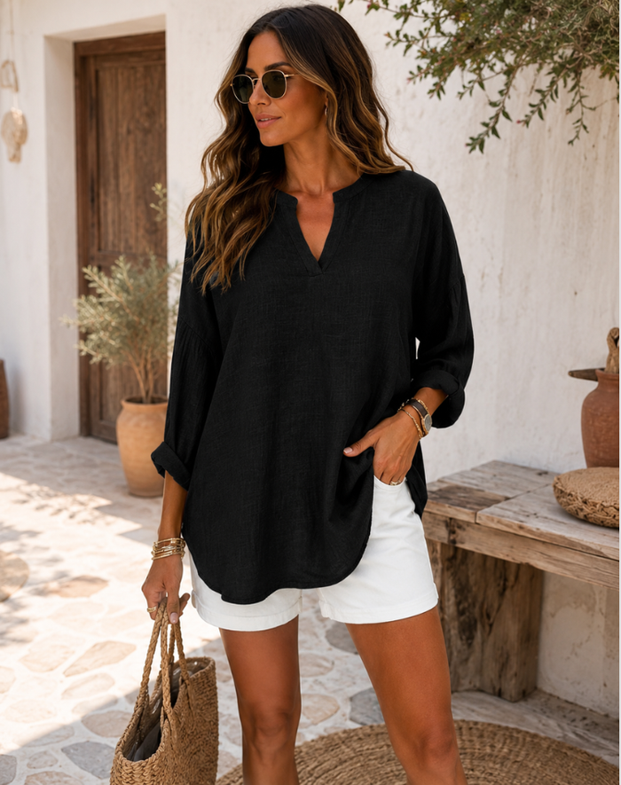 Women's Breathable Long Sleeve Beach Cover Up with Round Neck