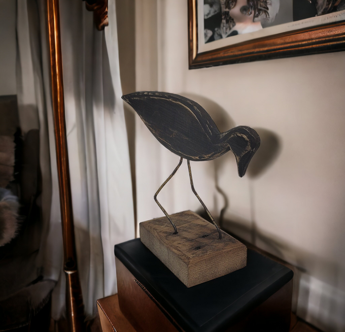 Wooden Decoy Shorebird Folk Art Hunting Decoy